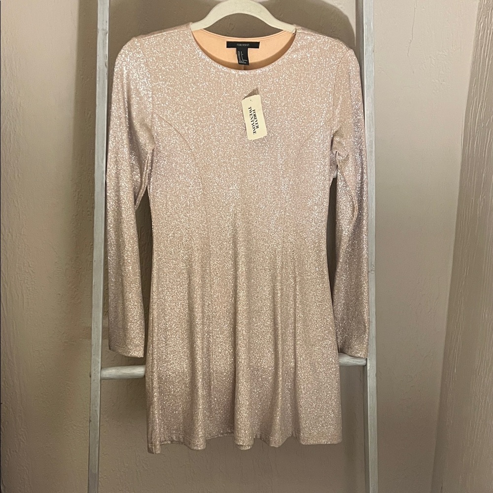 Forever 21 Sparkling Pink Long Sleeve Dress